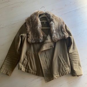 Joie detachable fur collar canvas coat